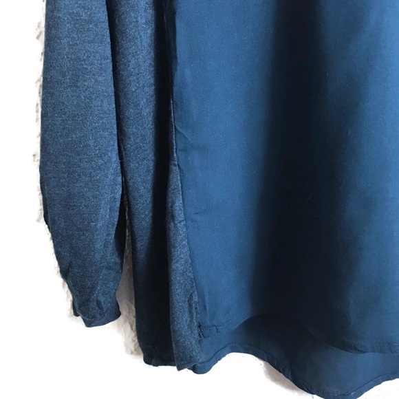 Anthropologie Postmark Large Modal Navy Roll Tab Sleeve Shirt Comfort Relaxed - Picture 3 of 5